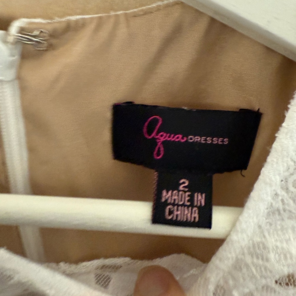 Aqua White Lace Mini Dress - Picture 14 of 15